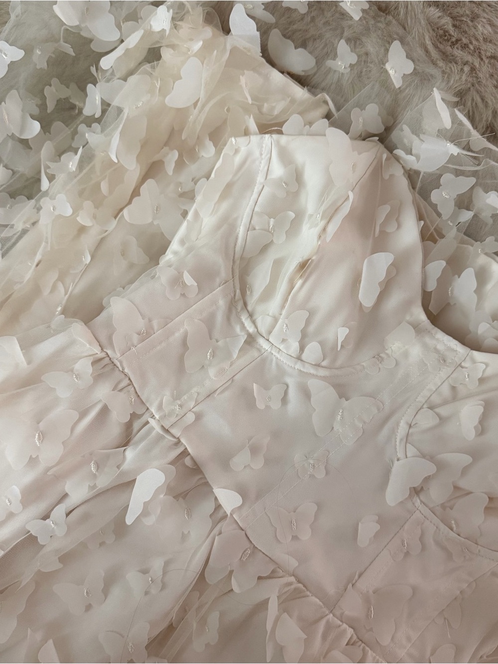 Thirty/Thirty Butterfly Appliqué Ivory Dress